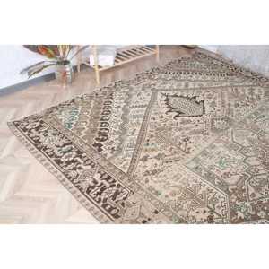 Vintage 9.5x12.1 ft Rug, Oversize Turkish Rug, <b>Brown</b> Blue Ombr Rug - Product Image 4