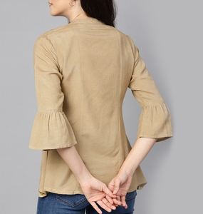 Nueva camisa de manga larga de encaje bordado a rayas azules personalizada, blusa informal, camiseta, ropa de mujer - Product Image 2