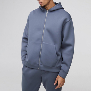 Alta calidad personalizado Essentials Hoodie fabricantes peso pesado francés Terry 500gsm Zip up recortada Boxy Hoodie para hombres - Product Image 1