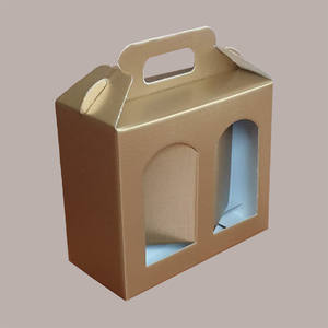 10 Uds. Caja de cartón de seda dorada para boda 170x80H150mm para 2 tarros de salsas y cremas - Product Image 3