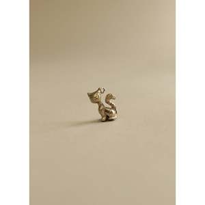 Colgante de Gato Vintage Hecho a Mano en Oro Rosa de 14k, Amuleto Religioso de Platino con Cristal, Diamante y Perla como Piedra Principal - Product Image 1