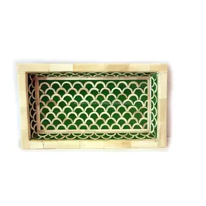 Trendy Handmade Custom-Size Wood and Resin <b>Tray</b> Top Home Kitchen and Tabletop Bone Inlay Serving <b>Tray</b> For <b>Jewelry</b> - Product Image 6