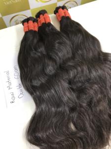 Cheveux vierges vietnamiens lisses en soie noire de 60 cm, non traités, Remy, cuticules alignées, double trame machine, trame invisible - Product Image 3