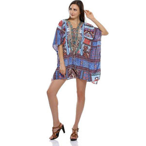Hermosa Georgette Tribal Impreso Kaftan Vestido Corte holgado Ligero Tamaño libre Summer Resort Vestido de estilo casual - Product Image 6