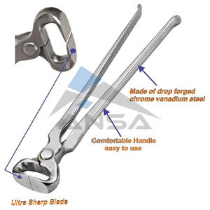 Pince à sabots de 14 pouces Outil maréchal-ferrant en acier au vanadium de qualité supérieure avec finition terne pour la coupe professionnelle des sabots de cheval résistant à la rouille - Product Image 4