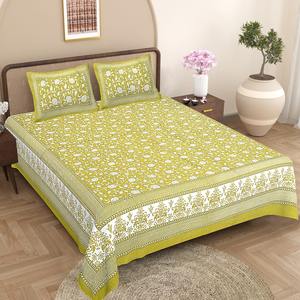 Custom Block Printing Cotton Fabric Print Work Designer <b>Bedspread</b> <b>King</b> Size Sheet Cotton Double Bedsheet with 2 Pillow Cover - Product Image 1