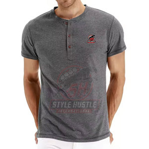 เสื้อยืดเฮนลีย์สีตามสั่ง ขายส่ง พิมพ์โลโก้ เสื้อยืดเฮนลีย์คุณภาพสูง - Product Image 6