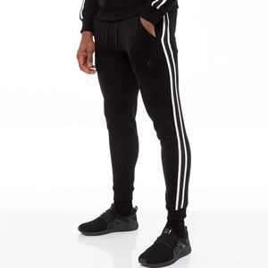 Ensemble de survêtement d'hiver personnalisé pour homme, couleur unie, 100 % coton extensible, avec bande latérale, vêtements de sport 2 pièces, sweat à capuche et pantalon de jogging zippé - Product Image 5