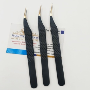 J แหนบต่อขนตาปลอมสีดำปลายสแตนเลสปลายทอง - Product Image 5