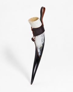 Best Quality Polished Real Ox Horn Viking Drinking Horn with Leather Holster Leak Proof Lid Vacuum Insulation <b>Coffee</b> Mug - Product Image 2