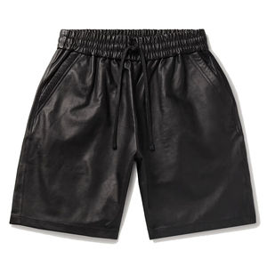 High Quality Men's Casual Wear Comfortable Genuine Leather <b>Shorts</b> Solid Waterproof Breathable Low Price Hot <b>Shorts</b> for Sale - Product Image 1