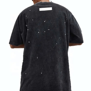 Salva impex เสื้อยืดสีดำพิมพ์ลายสกรีนขนาดใหญ่แบรนด์เนมสำหรับผู้ชายเสื้อยืดไหล่ตกออกแบบได้เอง - Product Image 4