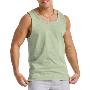 Débardeur sans manches personnalisé uni léger, débardeur personnalisé de luxe avec logo imprimé, débardeur uni à col rond pour homme - Product Image 5