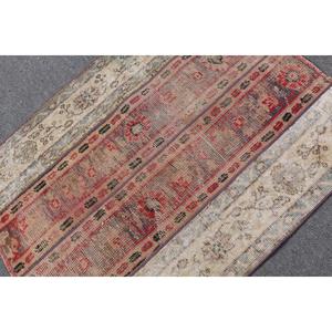 3x3.7 ft Turkish Rug, <b>Red</b> Floral Vintage Rug <b>Wool</b> - Product Image 4