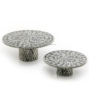 Customizable Luxury Pearl Mother Pearl Decorative Cake Stand Fabulous <b>Red</b> White Bone Inlay Home Use Serving Trays - Product Image 1