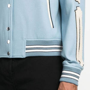 Veste de baseball en tissu de laine pour hommes avec bouton couvert Style tenue à la mode école universitaire Lettermen patchs de broderie d'hiver - Product Image 5