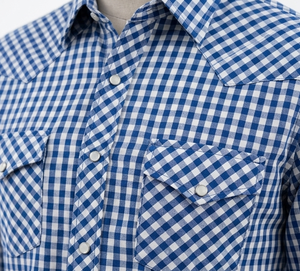 Chemise de cowboy à manches longues brodée, boutonnée, style vintage décontracté, coupe ajustée, passepoil contrastant, personnalisable OEM, unisexe, style western - Product Image 4