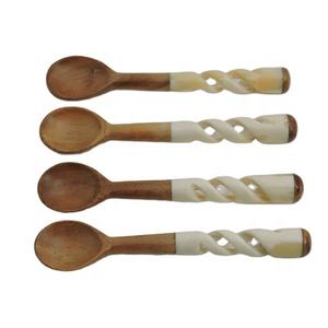 Juego de cuchara para comer de madera de Acacia Natural, mango de resina de diseño a la moda, artículos artesanales de buena calidad, cuchara pequeña - Product Image 2