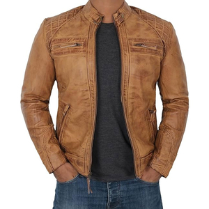 Vestes en cuir véritable personnalisées pour hommes Manteau de motard de style moto Vêtements d'extérieur à la mode pour tenue décontractée - Product Image 3