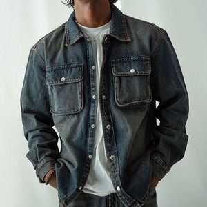 Nouvel article Chemise en jean avec impression de logo personnalisé pour hommes Vêtements décontractés Tenue tendance Vente en ligne Chemise en jean pour hommes fabriquée au Pakistan - Product Image 5