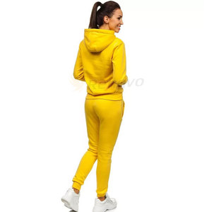 Nouvelle mode pour femmes décontracté respirant grande taille survêtement ensemble simple uni jaune pour la saison d'automne - Product Image 2