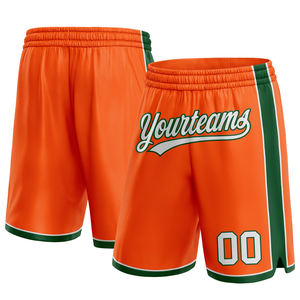 Pantalones cortos de baloncesto auténticos personalizados naranja blanco verde azulado 100% malla poliéster ligero transpirable bordado High Street - Product Image 5