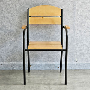Silla de Café Contemporánea de Madera de Pino con Estructura Redonda de Hierro con Recubrimiento en Polvo, Diseño Suave para Comedor de Restaurante GCF190 - Product Image 4