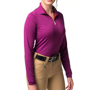 Camisa de equitación de manga corta para mujer, camisetas deportivas de compresión con Etiqueta Privada, pantalones ecuestres de nailon, capas base - Product Image 5