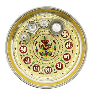 Plato Thali Indio de Cobre Sólido Ecológico al por Mayor, Plato de Bienvenida para Bodas, Regalo Festivo, Artículo de Pooja, Regalo de Inauguración de Casa, 100 Piezas - Product Image 1