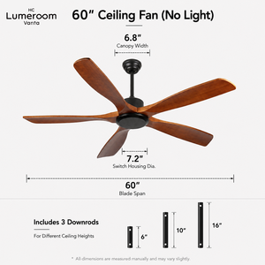 60 Inch 5 Blade Wood <b>Ceiling</b> <b>Fan</b> with <b>Remote</b> <b>Control</b> Modern <b>Ceiling</b> <b>Fan</b> for Living Room Covered Outdoor - Product Image 6