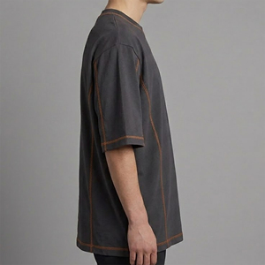Vêtements streetwear pour hommes de haute qualité, style hip-hop, personnalisables, avec panneaux contrastés, épaules tombantes, coupe ample, tissu lourd - Product Image 5
