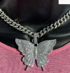 Pendentif papillon Hip Hop glacé en argent sterling 925 pendentif à breloque Moissanite bijoux Hip Hop à la mode - Product Image 1