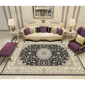 Tapis moderne en velours cristal géométrique, grand tapis sur mesure avec base antidérapante à pois pour salle à manger et chambre à coucher - Product Image 5