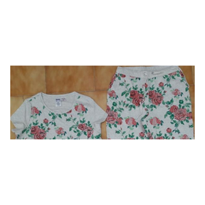 ชุดนอนแขนสั้นคอปกผ้าฝ้าย 100% สำหรับผู้หญิง พิมพ์ลายทั้งตัว เอวยางยืด ขอบเอวและชายเสื้อแบบริบ เนื้อผ้านุ่ม สไตล์หรูหราสำหรับวันพักผ่อน - Product Image 2