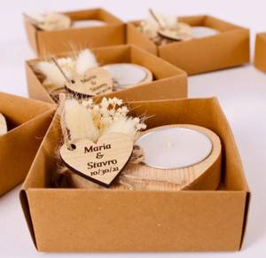 Porte-bougie chauffe-plat en bois durable écologique fait à la main caractéristique de pliage cadeaux de mariage personnalisés accessoires de support d'arbre de Noël - Product Image 6