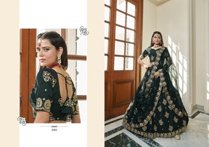 Dhwaja Export Designer Premium Organza Zari Thread Sequins Embroidery Work Georgette Heavy Wedding Lehenga Choli Style Indien - Product Image 2