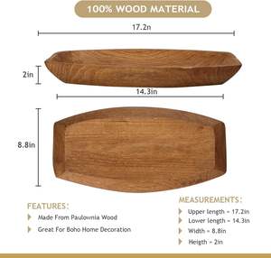 Bol à pâte en bois, 17.25 "x 8.8" bols à pâte en bois sculptés à la main pour décor fruits à pâte en bois décoratifs rustiques - Product Image 6