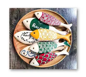 儿童绘画木制鱼创意玩具儿童木制鱼壁挂装饰DIY工艺低价