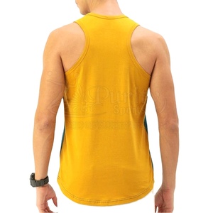 Wholesale Customized Color Solid Men's <b>Tank</b> <b>Top</b>-Quick Dry Breathable <b>Knitted</b> Fabric with Front Logo for Sports Fitness - Product Image 1