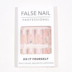 Precio de fábrica, venta al por mayor, 24 Uds., <span class=keywords><strong>uñas</strong></span> postizas de ABS, Flor Blanca, <span class=keywords><strong>uñas</strong></span> largas de ataúd, prensa <span class=keywords><strong>con</strong></span> caja de embalaje, pegamento para <span class=keywords><strong>uñas</strong></span> - Product Image 5