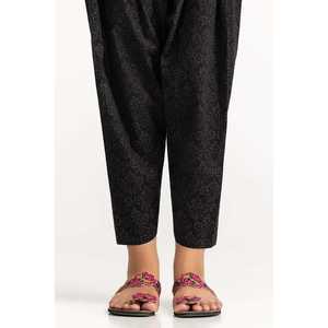 Salwar de tela cambra negra con estampado serigrafiado TR-24-02 - Product Image 1