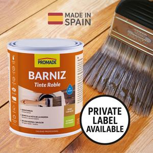 Vernis pour bois d'intérieur personnalisable, à base d'eau, finition satinée, couleur chêne, faible teneur en COV, sans solvant, 375 ml. - Product Image 1