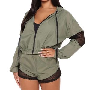 2026 femmes coupe-vent été Shorts ensemble confortable respirant haute rue porter décontracté Stand fermeture éclair conception différente court - Product Image 1