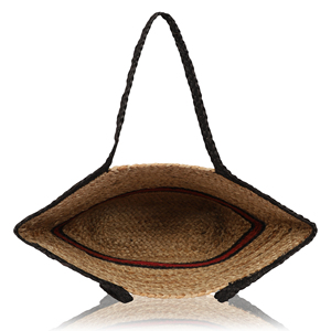 Eco-Friendly Vintage Bohemian Fashion Straw Tote Bag Open Top <b>Red</b> Black Women's Beach Shopping <b>Handbag</b> - Product Image 2