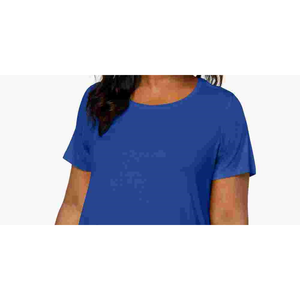 Haut décontracté en maille à manches courtes pour femme JM Collection, tailles 2X-4XL, respirant, bleu uni, avec logo brodé, chemise de bureau - Product Image 2