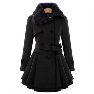 <b>Women's</b> <b>Double</b> <b>Breasted</b> Long Trench <b>Coat</b> Windproof Classic Lapel Slim Overcoat With Belt <b>Wool</b> <b>Coats</b> <b>Women</b> - Product Image 2