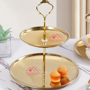 High Quality Aluminum Cake Stand 2 Tier Gold Nickle Plated Unique Design Decorative Cake Tools Cup Cake Stand <b>Resin</b> Epoxy <b>Mold</b> - Product Image 2