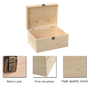 Caja de Almacenamiento de Madera Hecha a Mano, Caja de Madera Natural con Tapa con Bisagras, Caja de Almacenamiento Multiusos - Product Image 4