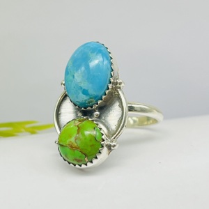 Bague de mariage vintage en argent sterling 925 faite à la main bague de mariage en turquoise naturelle bague de créateur classique pour idée de cadeau de fête - Product Image 2