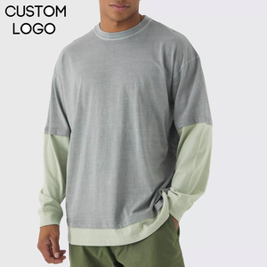 T-shirt Homme Oversize Été Imprimé Personnalisé Double Couche 100% Coton Écologique Manches Longues Grammage Lourd Fabrication Professionnelle - Product Image 1